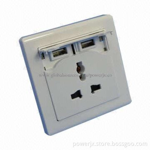 Electric Switch and Socket with 5V/2,100mA Dual USB Port Interface